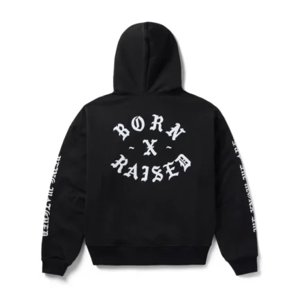 B X R FLOCKED ZIP UP HOODIE: BLACK