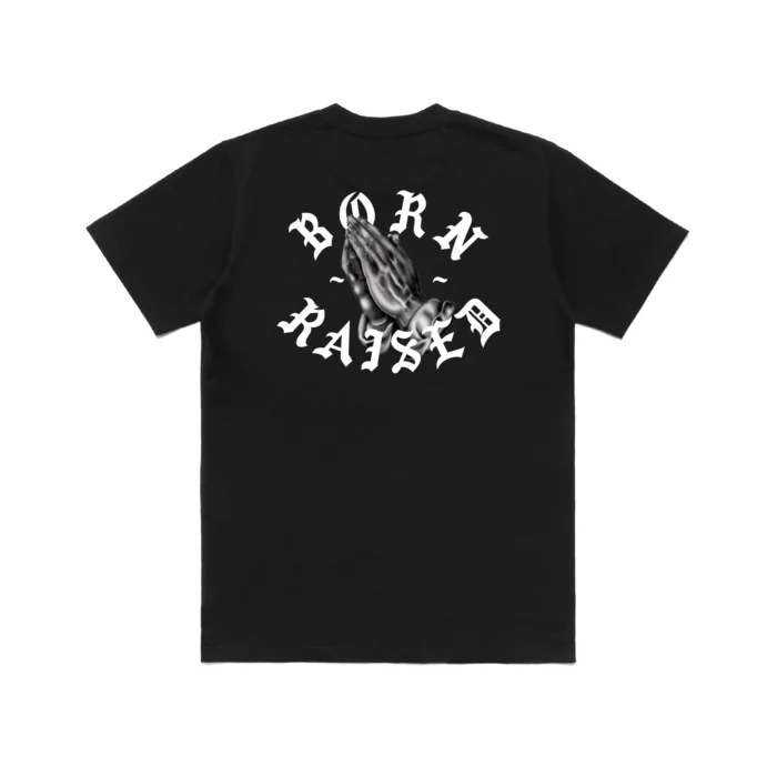 Born x Raised Praying Hands Rocker Tee-Black